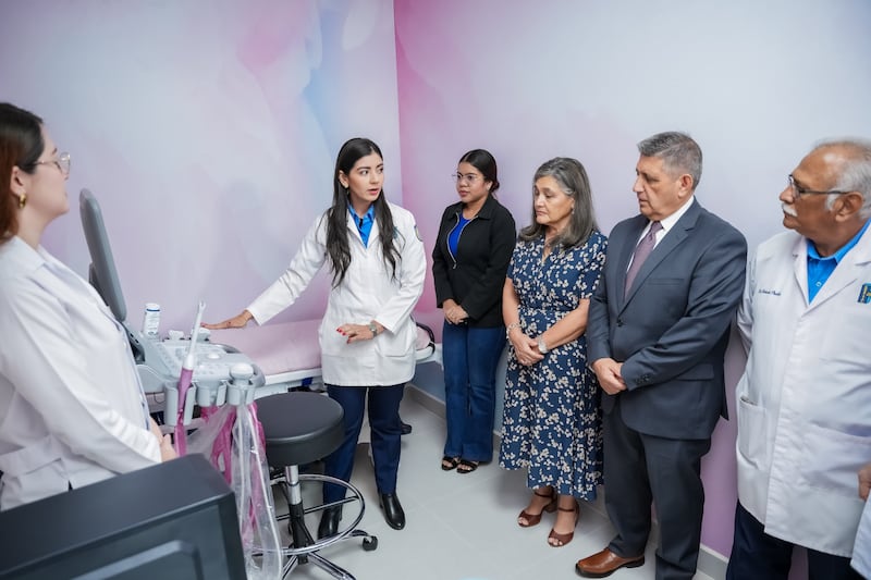 Elder Patricio M. Giuffra and Sister María Eugenia Giuffra tour a new women's clinic in Managua, Nicaragua, on Sept. 4, 2026.