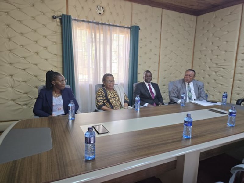 Latter-day Saints meet with the governor of Kajiado County, Kenya, on July 30, 2025. From left: Isabela Oloo, Church member from the Riruta Ward; Claudine Isekusu, area communication and publishing director; President Peter Ondigo, Nairobi Kenya West Stake president; and Elder Thierry K. Mutombo; General Authority Seventy and Africa Central Area president.
