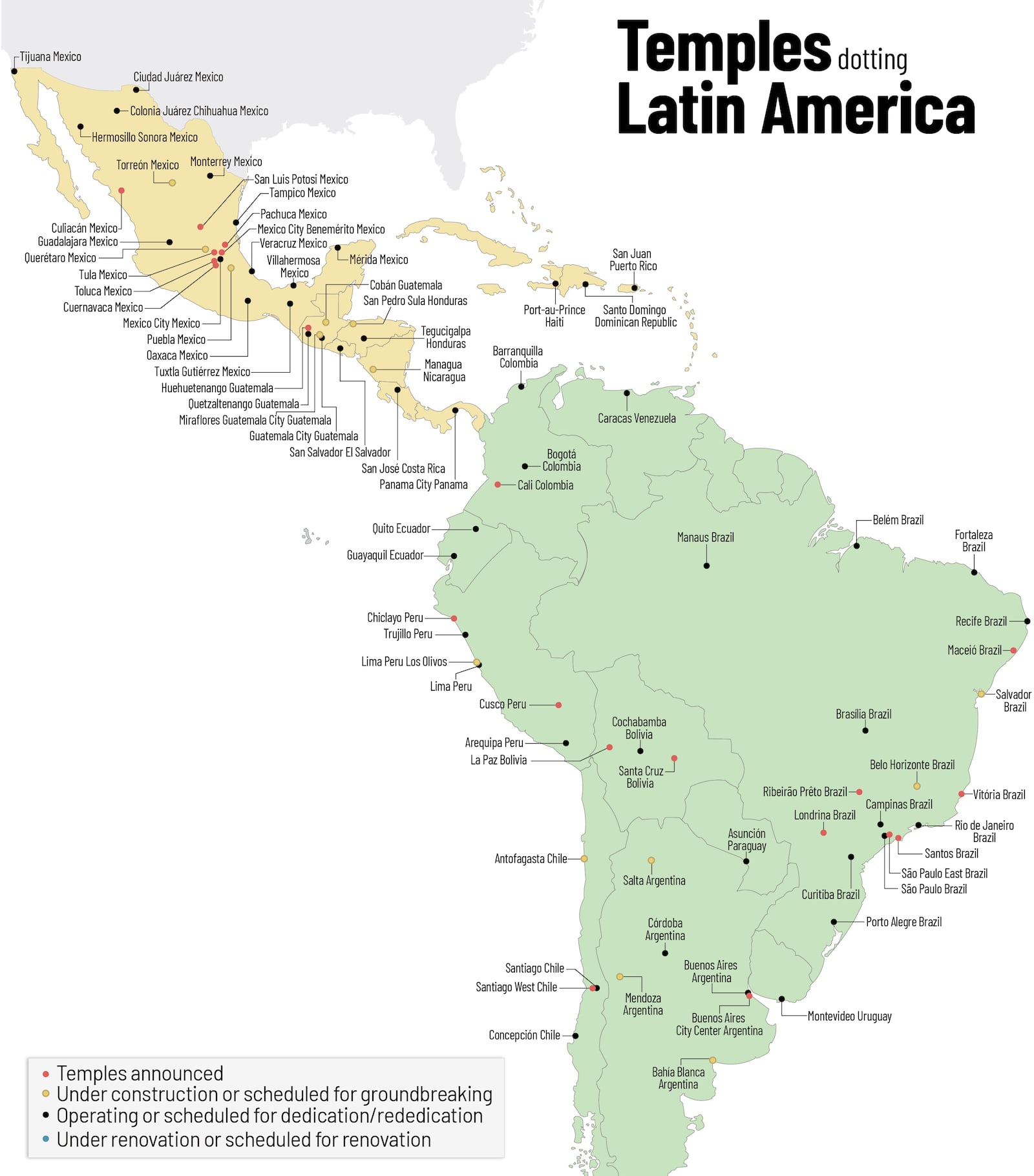 Locations of the Church’s 300 temples across 6 maps in April 2023 ...