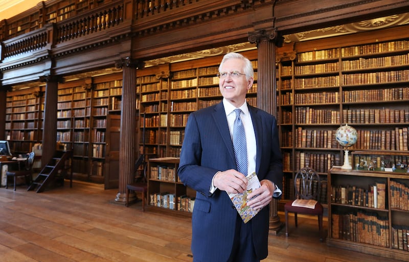 Elder D. Todd Christofferson, of the Quorum of the Twelve Apostles of The Church of Jesus Christ of Latter-day Saints, tours the Upper Library at Christ Church, Oxford University, in Oxford, England on Thursday, June 15, 2017. Some books date back to the 9th century.