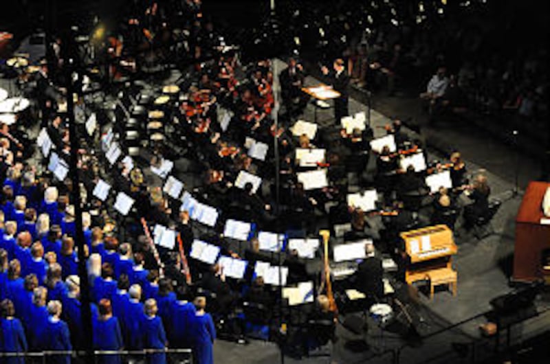Mormon Tabernacle Choir and Orchestra at Temple Square perform one of two concerts to near sold-out