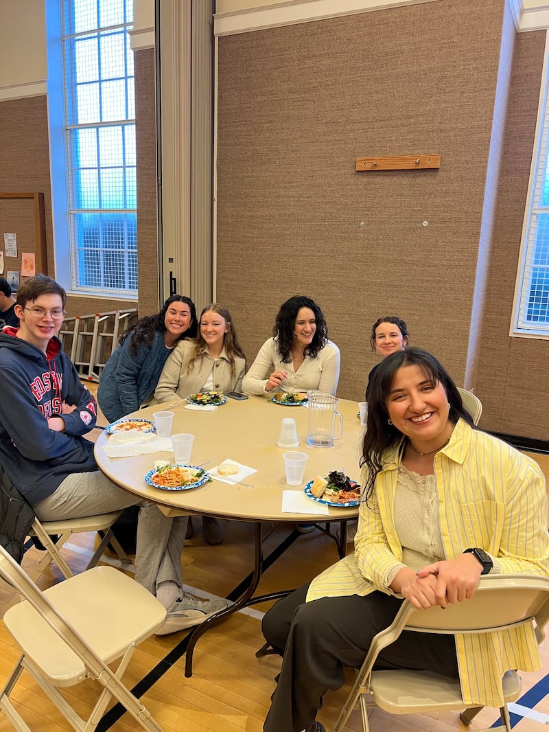 Young single adults and college students in the greater Boston, Massachusetts, area eat dinner at the Cambridge Massachusetts Institute of Religion building on Wednesday, March 25, 2026.