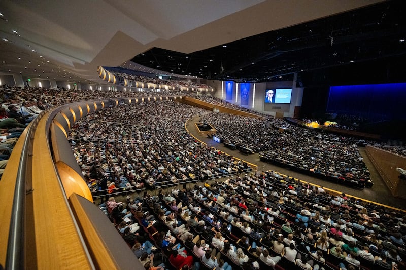 BYU–Idaho students gather in the I–Center in Rexburg, Idaho, to listen to remarks by Elder James O. Fantone, a General Authority Seventy, on Tuesday, Sept. 22, 2026.