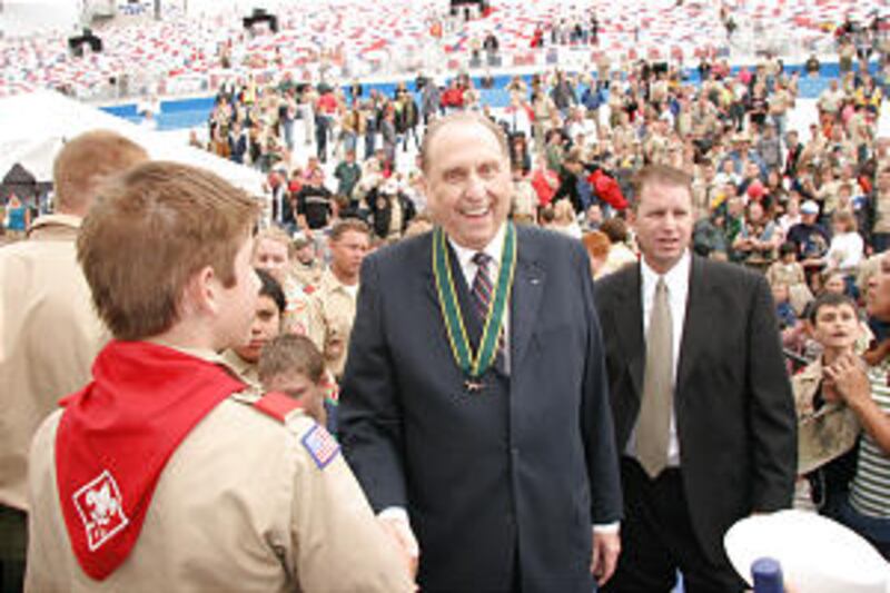 One of Scouting's most supportive and tenured friends, President Thomas S. Monson, first couselor in