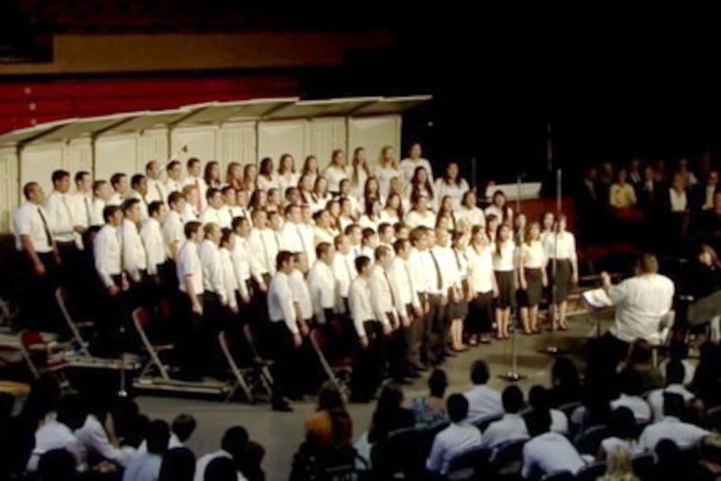 Choir performs prior to an address by Elder Russell M. Nelson of the Quorum of the Twelve.