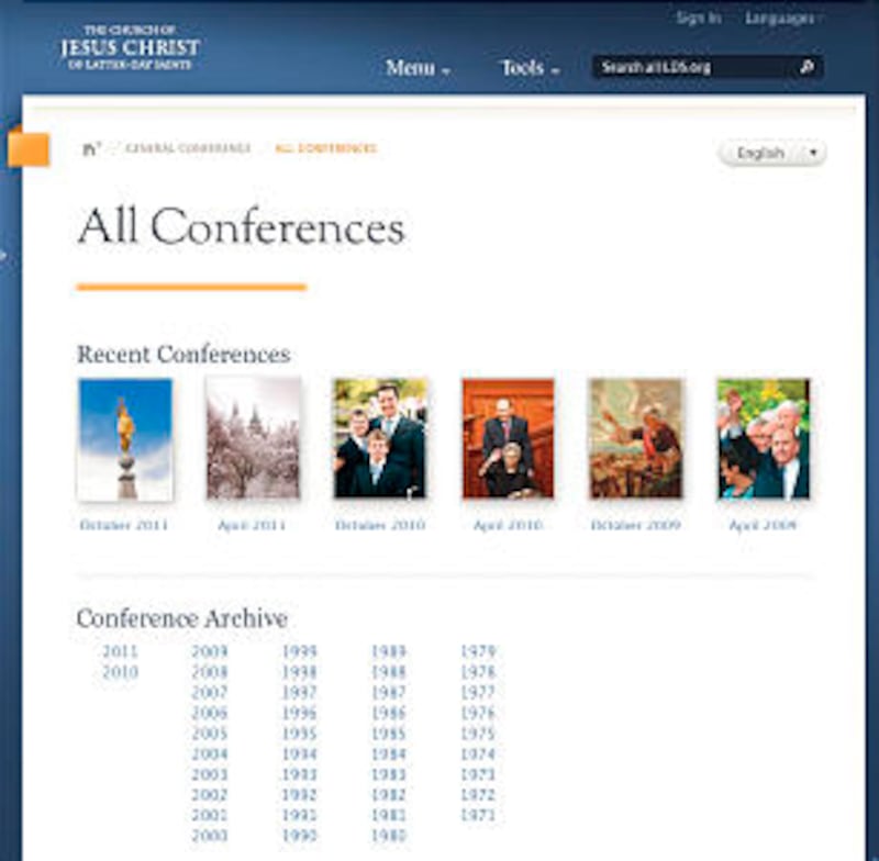 The general conference archive found at lds.org will feature audio and video in English back to 1971