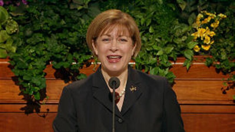 Julie Beck Relief Society general president speaks during General Conference, Saturday morning.
