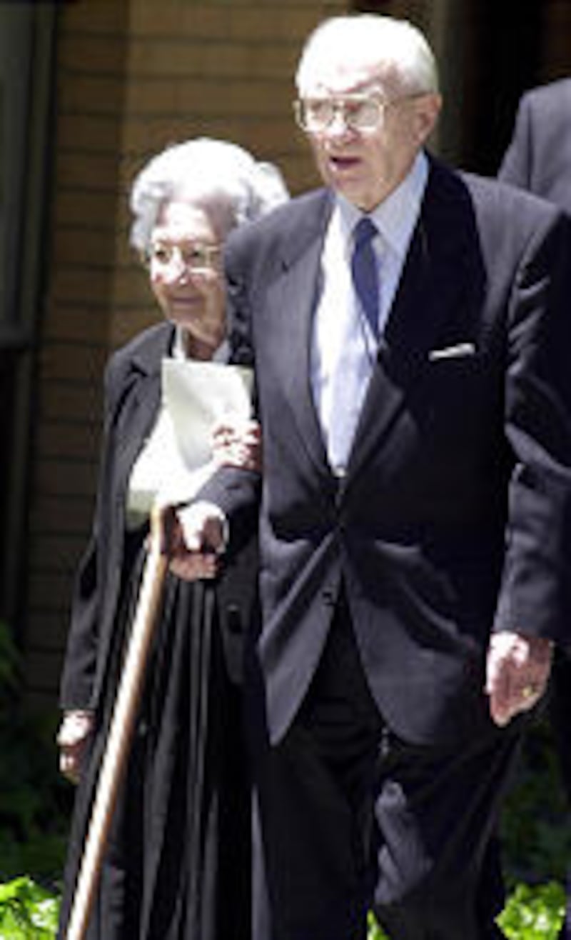 President Gordon B. Hinckley, accompanied by his wife, Marjorie, said he developed a "great personal