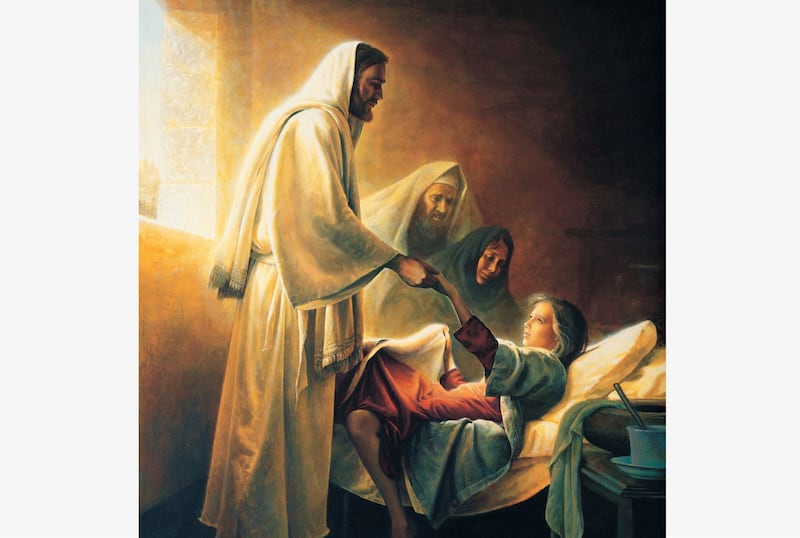 "Jesus raising Jairus' daughter," by artist Greg Olsen.