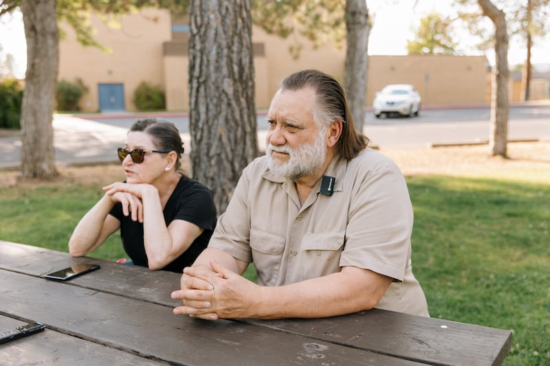 Brent and Cherie Tolman tell the story of losing their home in the Spokane wildfires in early August in Spokane, Washington, on Saturday, Aug. 22, 2026.