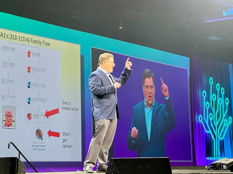 Brian Shirts, representing the company ConnectMyVariant, shared technology that allows users to recognize genetic patterns in order to help prevent disease.