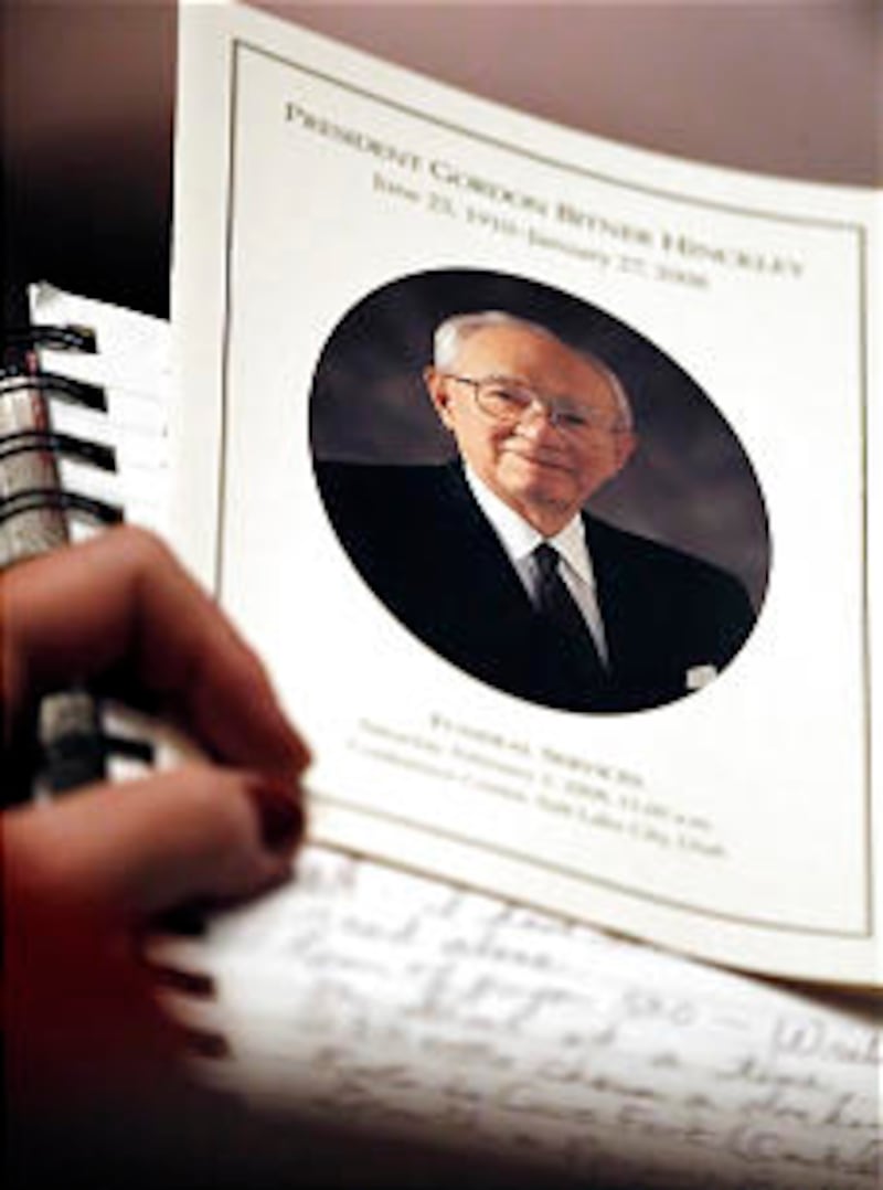 Thousands attend funeral services for President Gordon B. Hinckley inside the Conference Center Febr