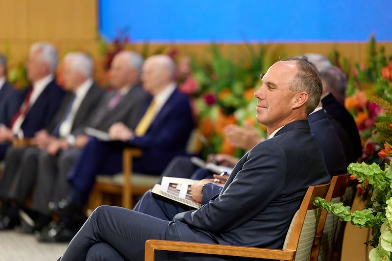 Elder Jonathan S. Schmitt listens during the 2026 Seminar for New Mission Leaders at the Provo Missionary Training Center in Provo, Utah, on Thursday, June 18, 2026.