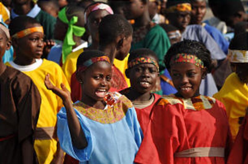During the production in Accra, Ghana, young women portray Nephite girls.During the production in Ac