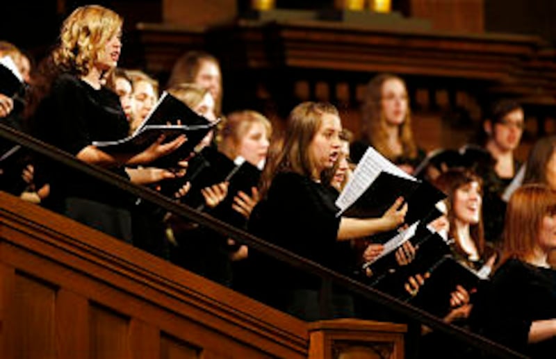 The combined student choir from BYU-Idaho finishes their tour by performing at the Tabernacle Saturd