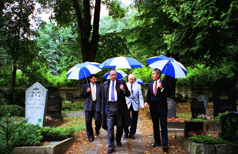 President Thomas S. Monson, front left, and Elder Dieter F. Uchtforf, at right, Siegfried Sacher and