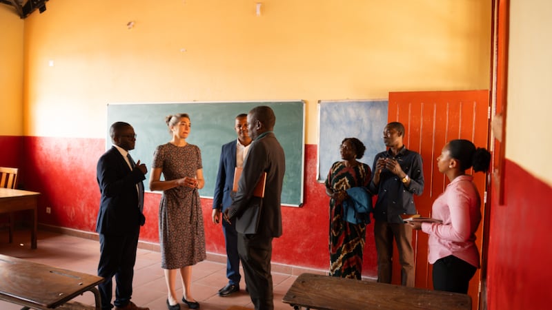 Sister Andrea Muñoz Spannaus visits Inhamizua Primary School in Beira, Mozambique, on Sept. 3, 2026.