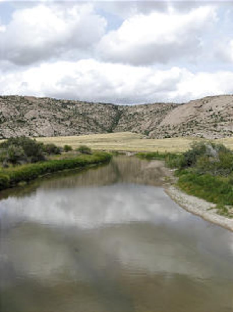 Martin's Cove area as seen from the Veil Crossing Bridge over the Sweetwater River.
