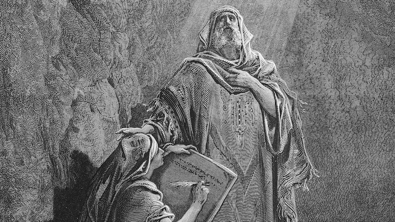 "Baruch Writes Jeremiah’s Prophecies" is by Gustave Dore.