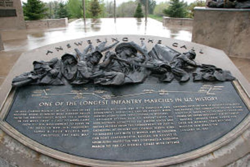 Plaque honoring the Mormon Battalion at This is The Place Historic Park.
