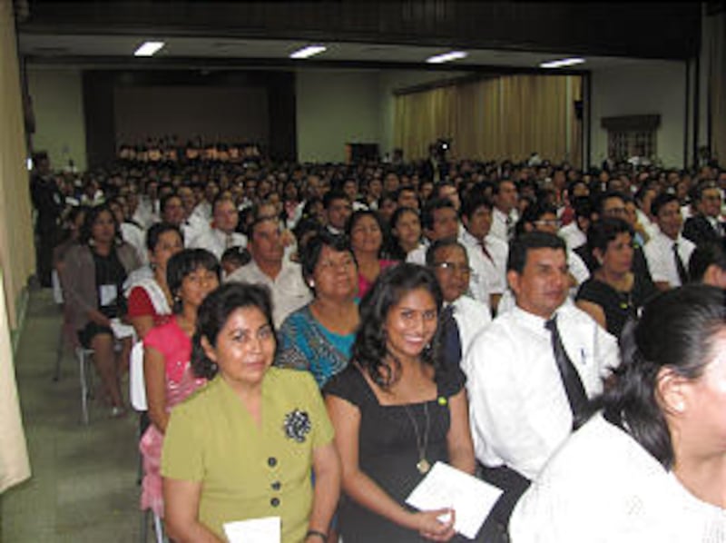 Latter-day Saints in Iquitos, Peru, gather for devotional with President Dieter F. Uchtdorf and Elde