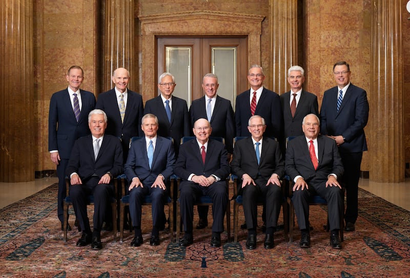 A March 4, 2026, photo of the Quorum of the Twelve Apostles.