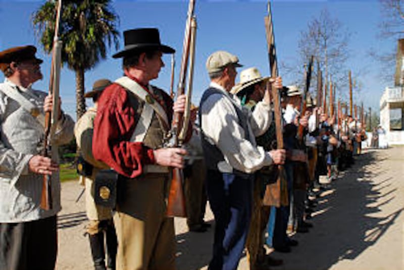 A reenactment of the Mormon Battalion.