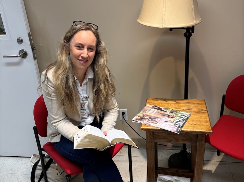 Chaplain Becky Mantynen sits in the Quiet Room at Grand Valley Institution for Women.
