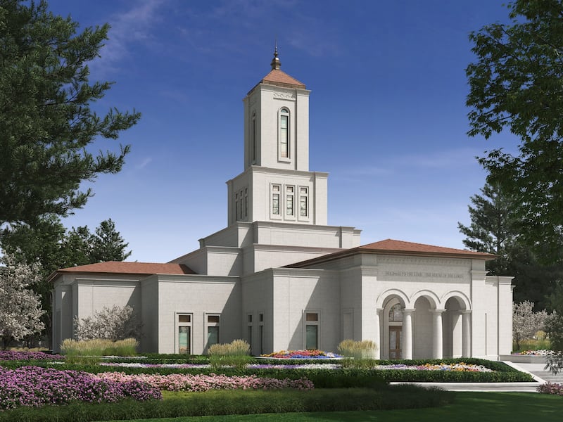 Exterior rendering of the Sunnyvale California Temple.