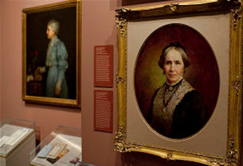 Portraits of Zina Diantha Huntington, right, and Emmeline Blanche are among the many displays in the