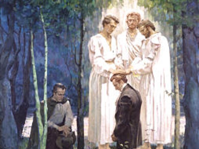 Kenneth Riley painting depicts Peter, James and John conferring keys of the kingdom upon Joseph Smit