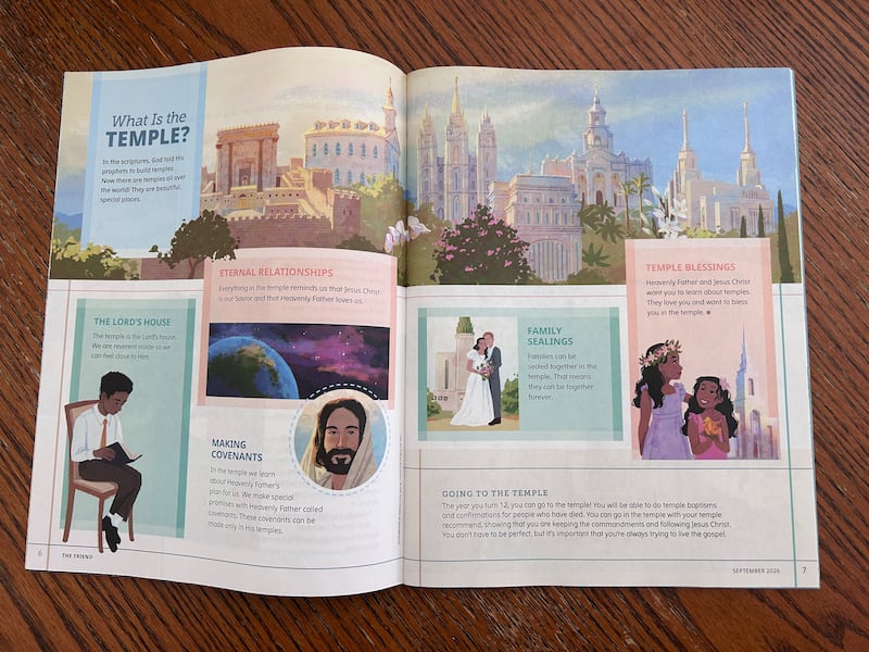 Pages 6-7 of the September 2026 Friend magazine answers the question, "What is the temple?"