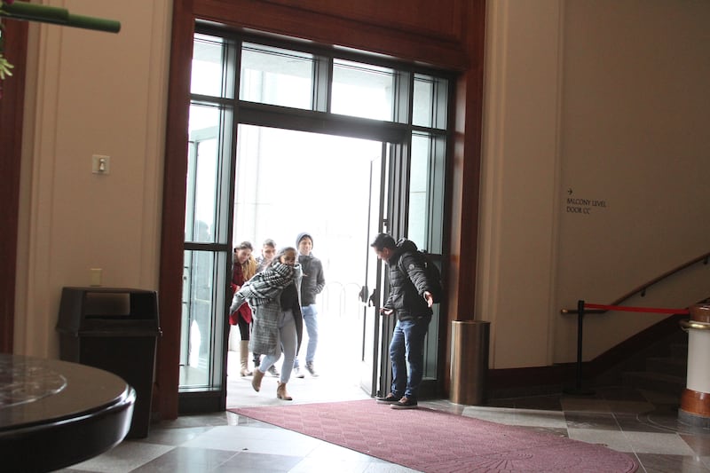 LDS Business College students enter the Conference Center Theater for a devotional on Feb. 19, 2019.