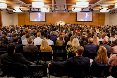 Missionaries listen to Elder Jeffrey R. Holland of the Quorum of the Twelve Apostles speak during a devotional at the Provo Missionary Training Center in Provo, Utah, on Tuesday, May 10, 2022.