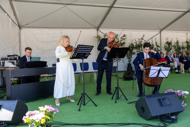 A group performs the hymn "This Is the Christ" at the groundbreaking of the Barcelona Spain Temple on Saturday, Sept. 19, 2026, in Barcelona, Catalonia, Spain.