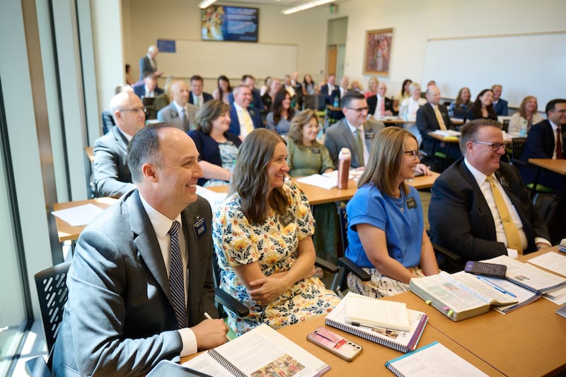 New mission leaders gather for a breakout session at the 2026 Seminar for New Mission Leaders at the Provo Missionary Training Center in Provo, Utah, on Thursday, June 18, 2026.
