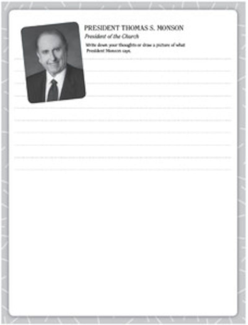 "General Conference Notebook" has space for writing thoughts as President Thomas S. Monson speaks.