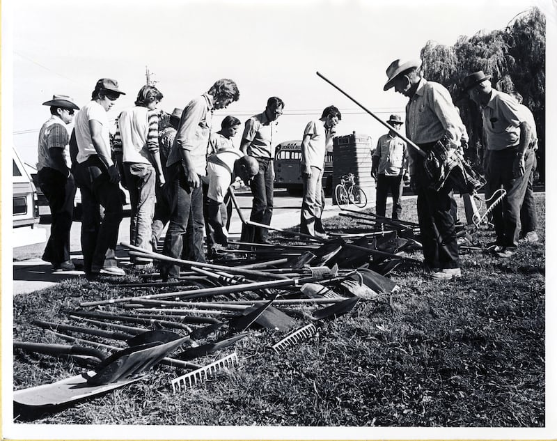 Volunteers from Idaho, Utah, Wyoming and California arrive in Rexburg, Idaho, and other nearby communities to help in clean-up efforts following the Teton Dam flood in the summer of 1976.