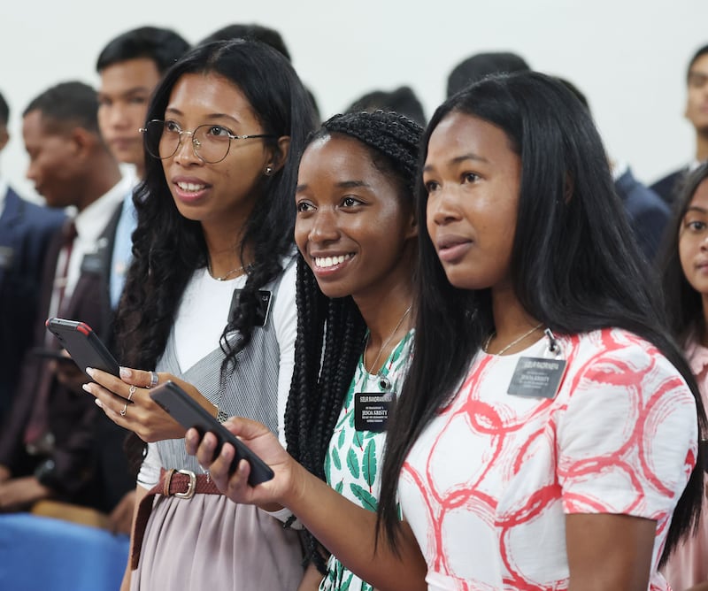 Missionaries sign during a missionary conference in Antananarivo, Madagascar, on Monday, Feb. 20, 2023.
