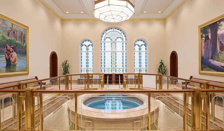 The baptistry of the Yorba Linda California Temple.
