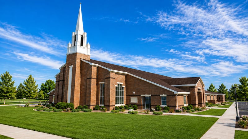 A rendering of the new chapel of The Church of Jesus Christ of Latter-day Saints that will be built in Grand Blanc, Michigan.