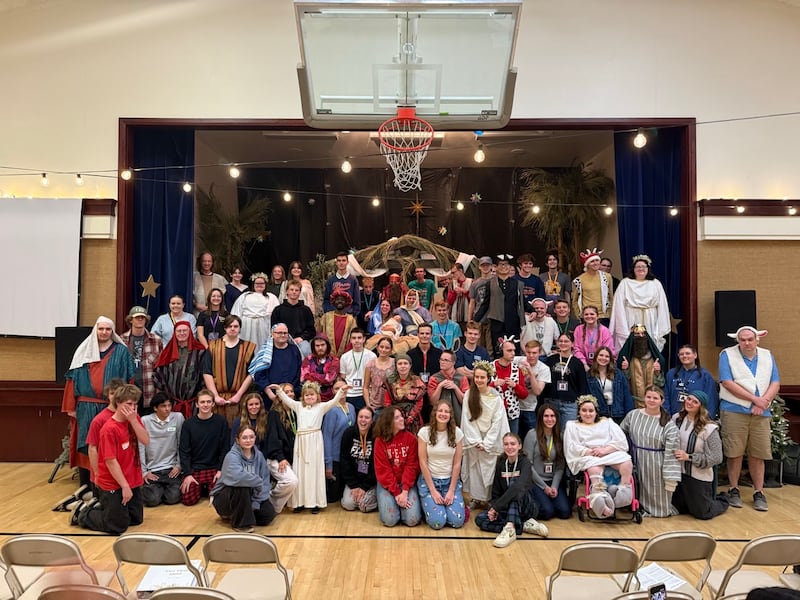 Disability activity program participants, youth counselors and disability activity leaders take part in a Nativity in Mesa, Arizona, Dec. 16, 2025.