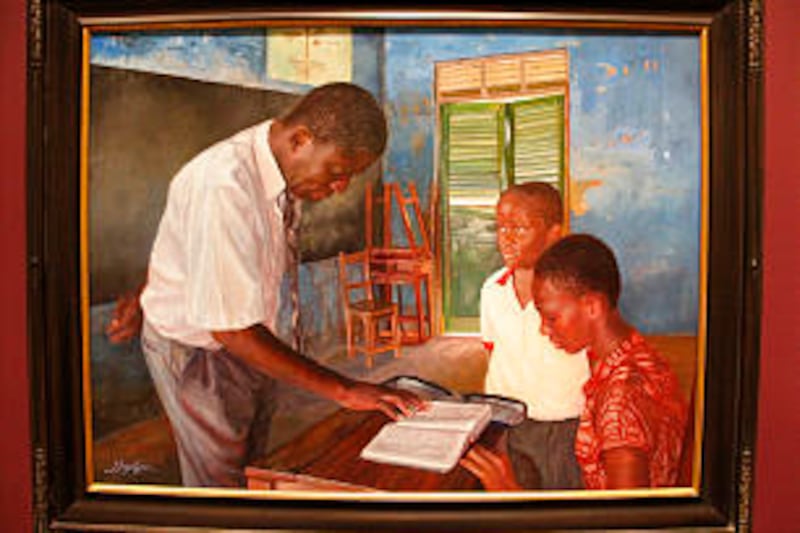 "Teacher John" by GayLynn Lorene Rebeira honors a school teacher whom she met in Mampong, Ghana, in