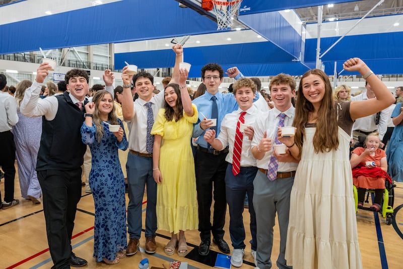 BYU–Idaho students gather for ice cream following a devotional with Elder David A. Bednar of the Quorum of the Twelve Apostles and his wife, Sister Susan Bednar, on Thursday, Oct. 8, 2026.
