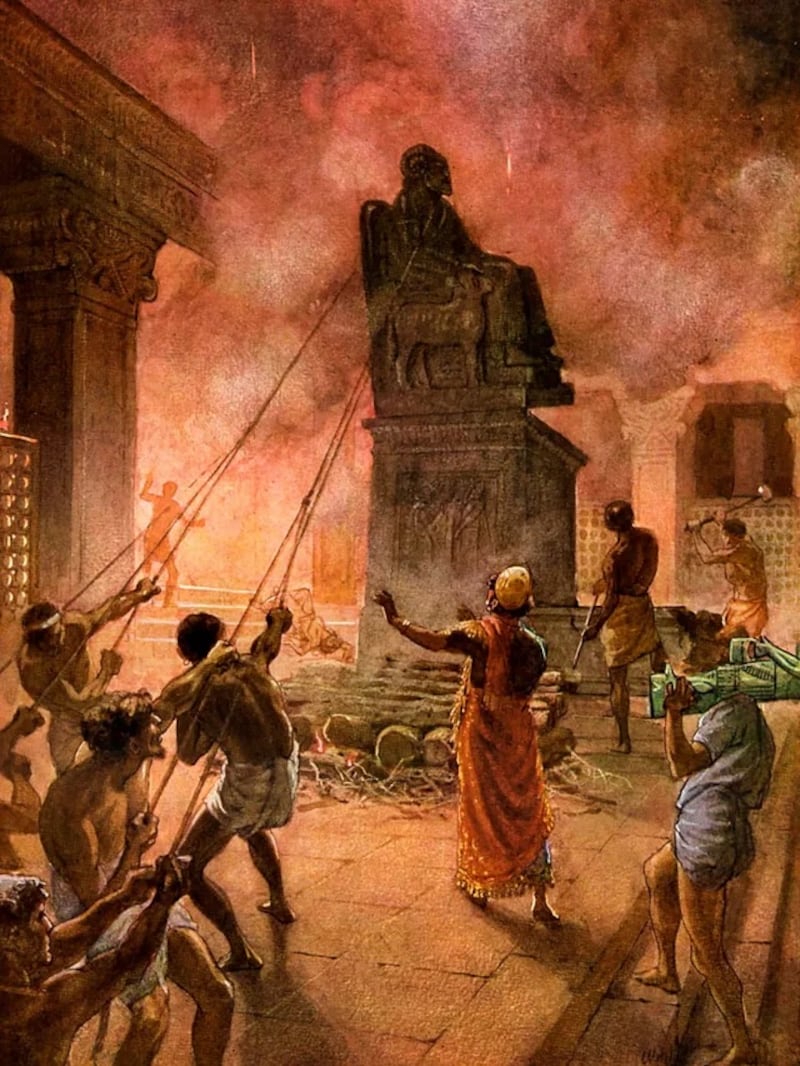 This illustration of Josiah’s people removing idols from the city is by William Hole.