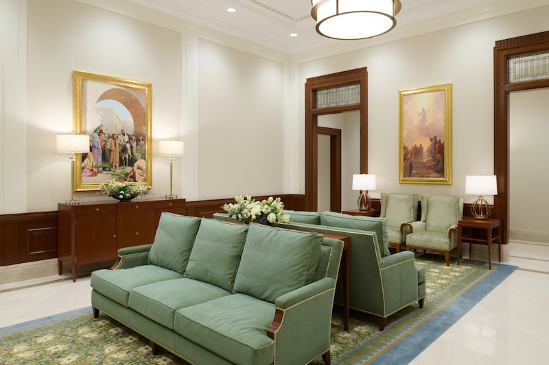 A waiting area in the Willamette Valley Oregon Temple.