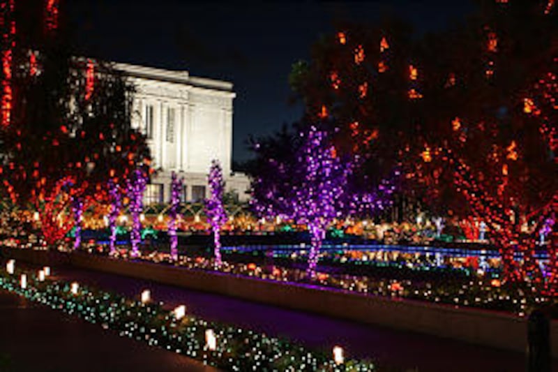 Annual holiday display on the grounds of the Mesa Arizona Temple, "Celebrate the Birth of Christ in