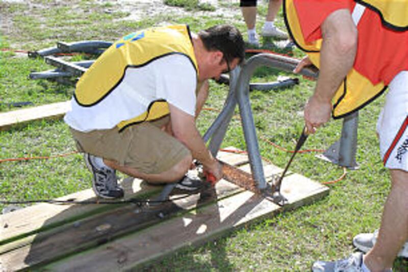 Pembroke Pines Bishop Michael Pickard from the Ft. Lauderdale Stake assembled one of 35 picnic table