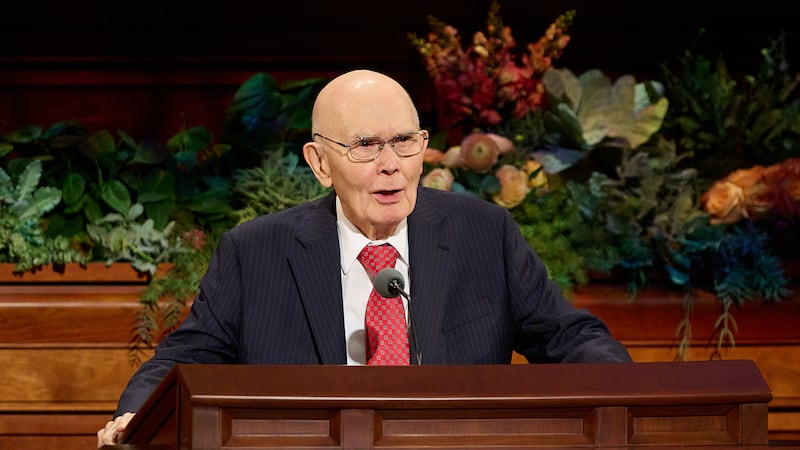 President Dallin H. Oaks, President of The Church of Jesus Christ of Latter-day Saints, speaks during the Sunday afternoon session of the 196th Semiannual General Conference of The Church of Jesus Christ of Latter-day Saints in the Conference Center in Salt Lake City on Oct. 4, 2026.