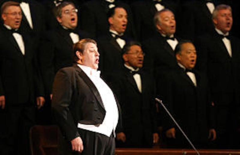 Stanford Olsen sings with the Mormon Tabernacle Choir during Golden Days, A Celebration of Life, in